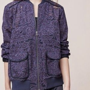 Blue Lace Bomber-style Jacket sz Lg.